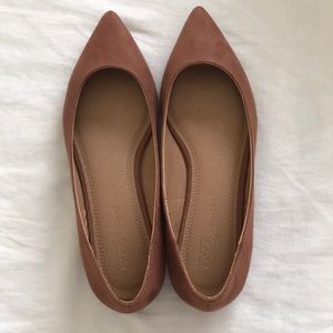 Mocha colored pointed ballerina flats